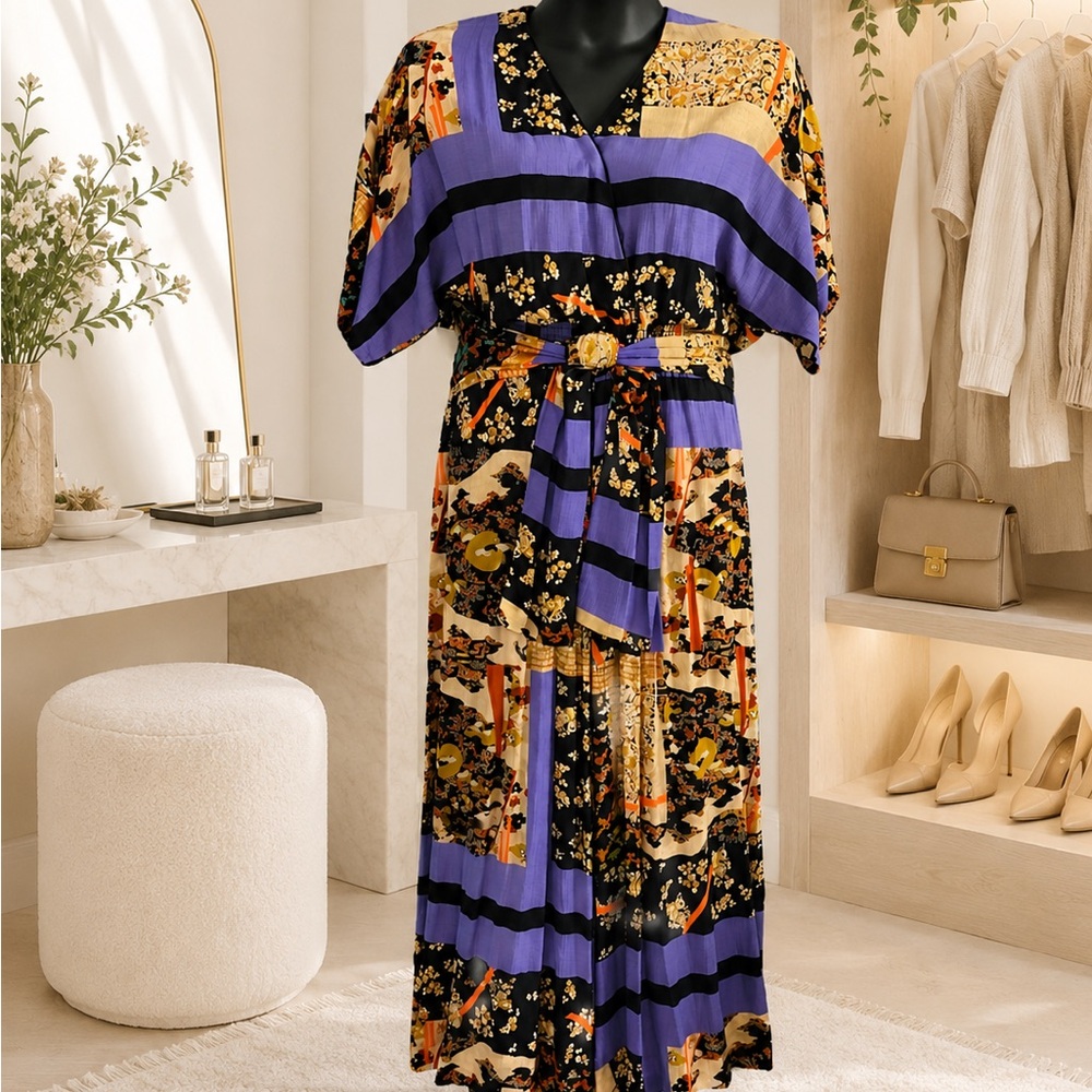 Karen Kane Vintage Floral Patchwork Maxi Romper
